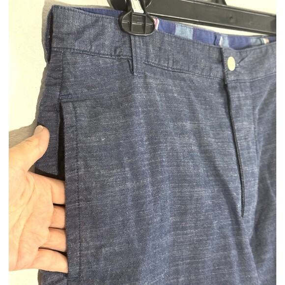 CREMIEUX Mens Bermuda Shorts Reversible Madras / Blue Chambray - Picture 5 of 16